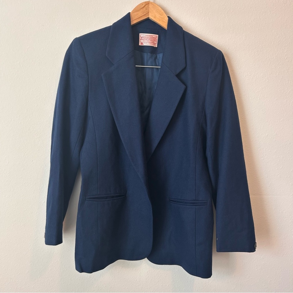 Vintage Pendleton Women’s 6 Navy Wool One Button Blazer Jacket